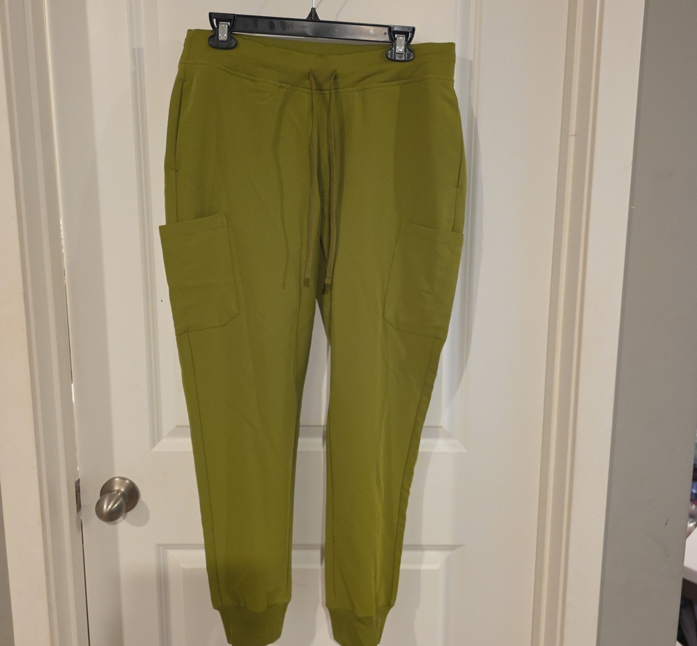 Women’s Olive Green Cargo Joggers with Drawstring Waist Scrub